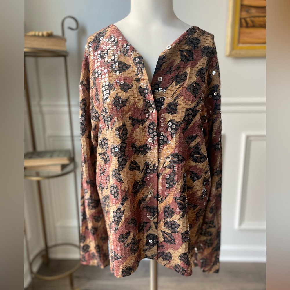 Liz Claiborne Vintage Silk Sequin Blouse